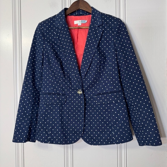 Boden Navy Polka‎ Dot Preppy Lined Blazer size 6 R - Picture 1 of 15